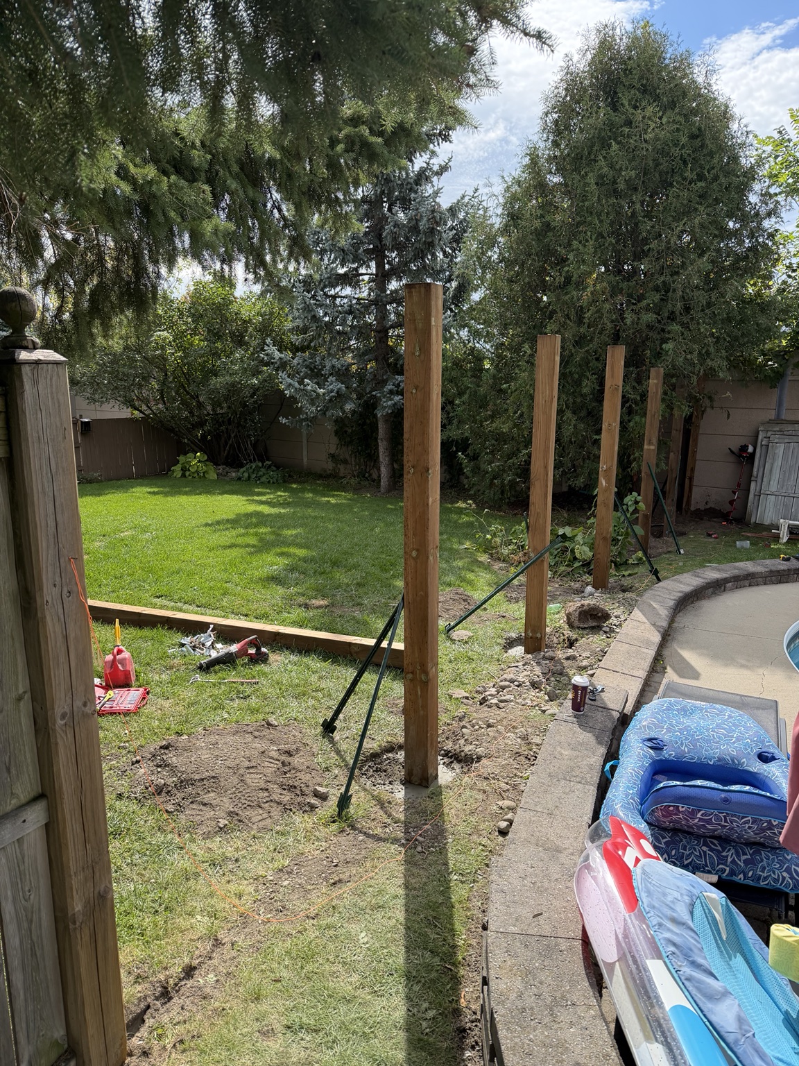 RW Contracting fence posts set and braced during a recent Ottawa job