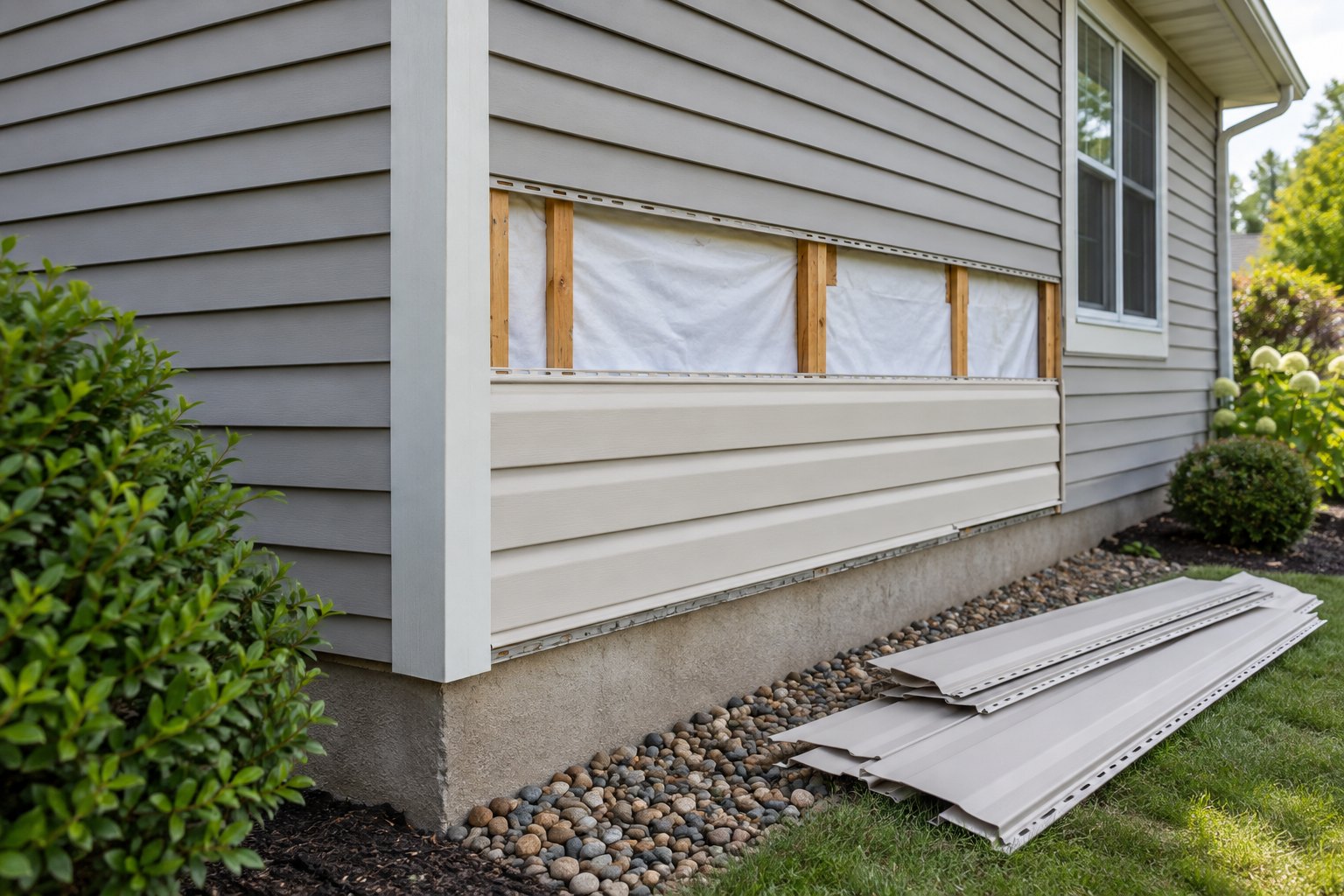 Illustrative replacement of damaged siding panels